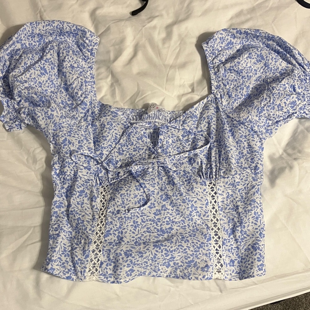 Puff Sleeve Off the Shoulder Crop Top